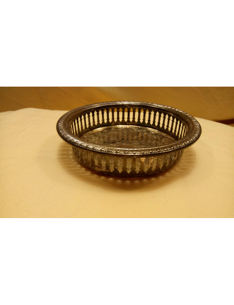 Dessous de bouteille ou carafe en métal argenté